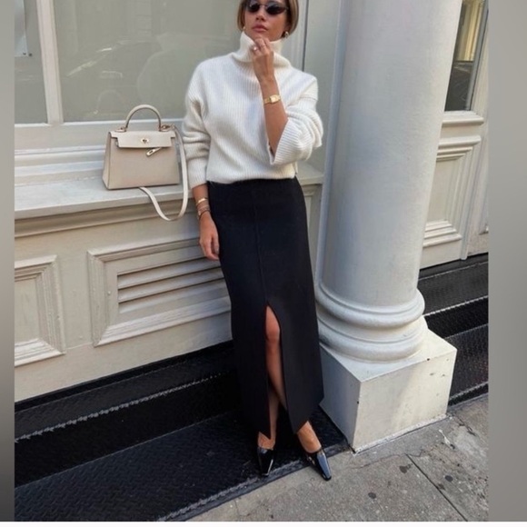 Banana Republic Dresses & Skirts - Banana Republic Black Midi Maxi Silk Skirt with Front Slit